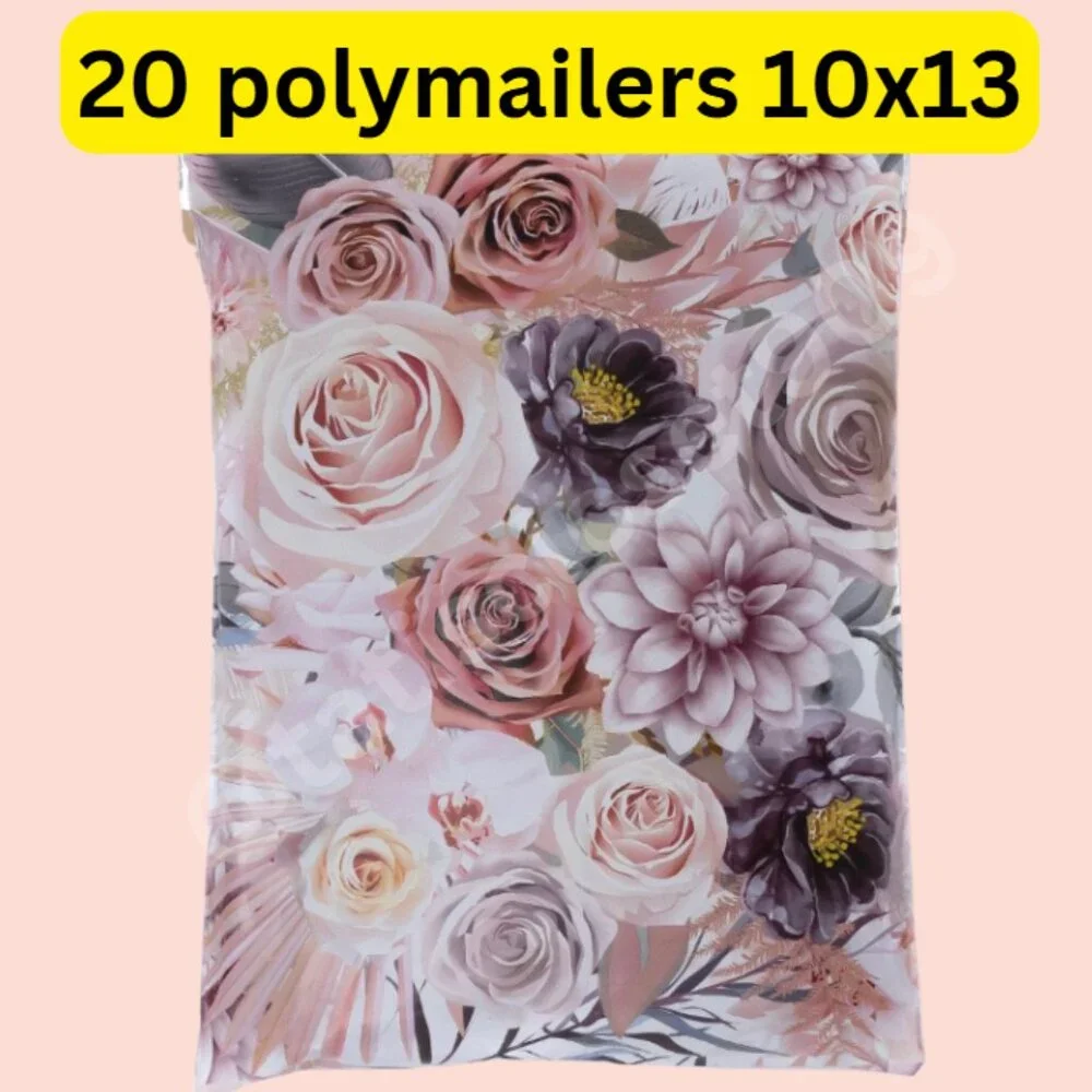 20 boho flower print polymailers 10x13