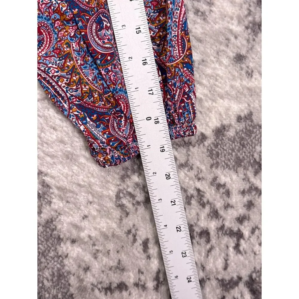 New J Crew x Liberty London Top Medium Womens Puff Sleeve Smocked Paisley Blouse