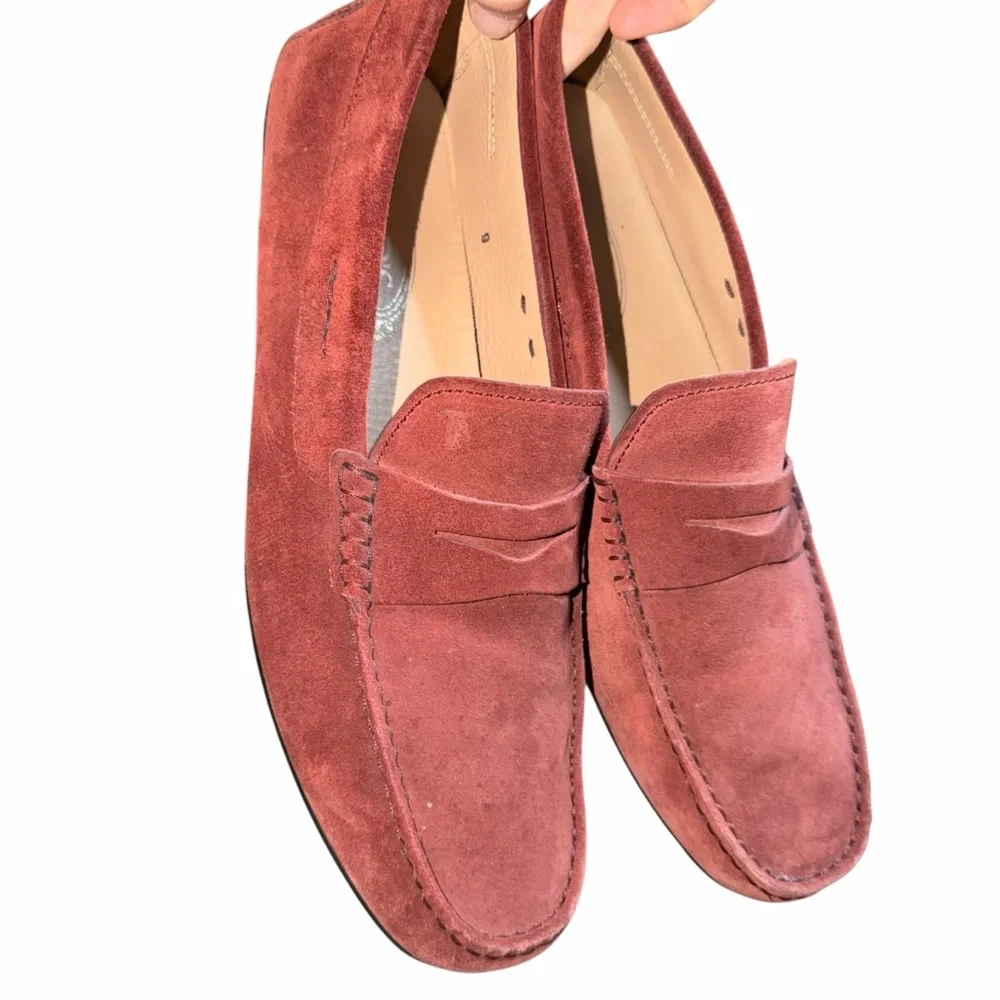 Tod's Men's Suede Loafers - Burgundy Mens 9‎