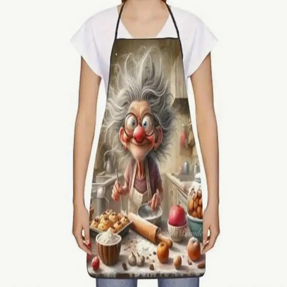 Grandma’s Apron – Cute Baking Print, Adjustable Neck, 100% Polyester