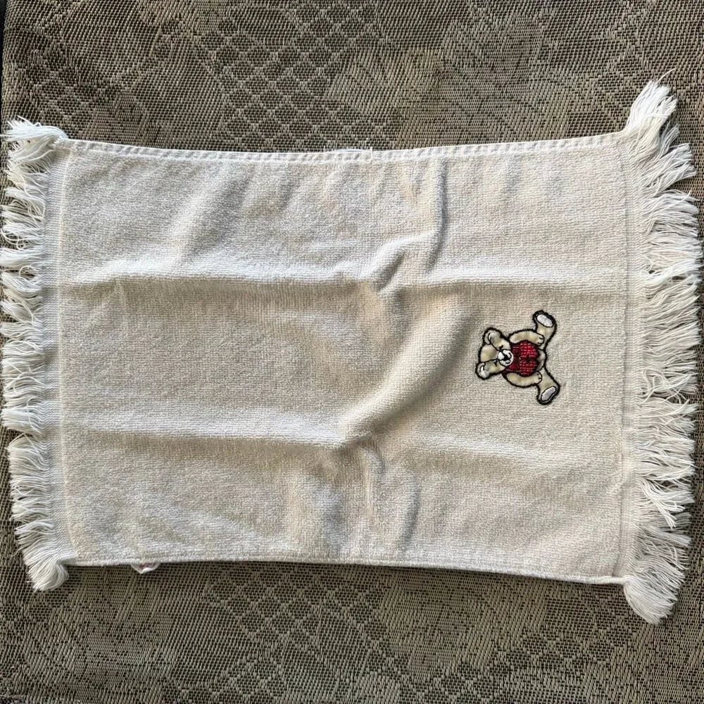 Vintage Teddy Bear Cream Hand or Dish Towels Set of 4