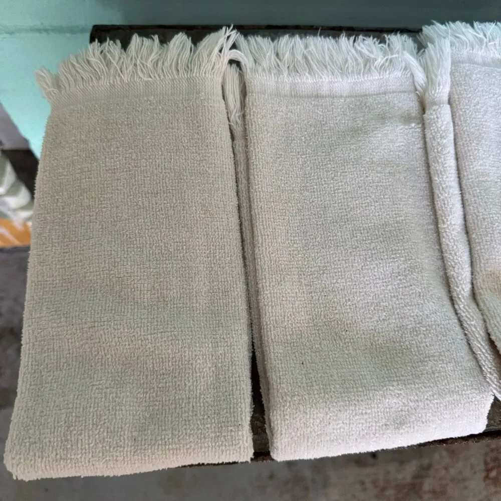 Vintage Teddy Bear Cream Hand or Dish Towels Set of 4