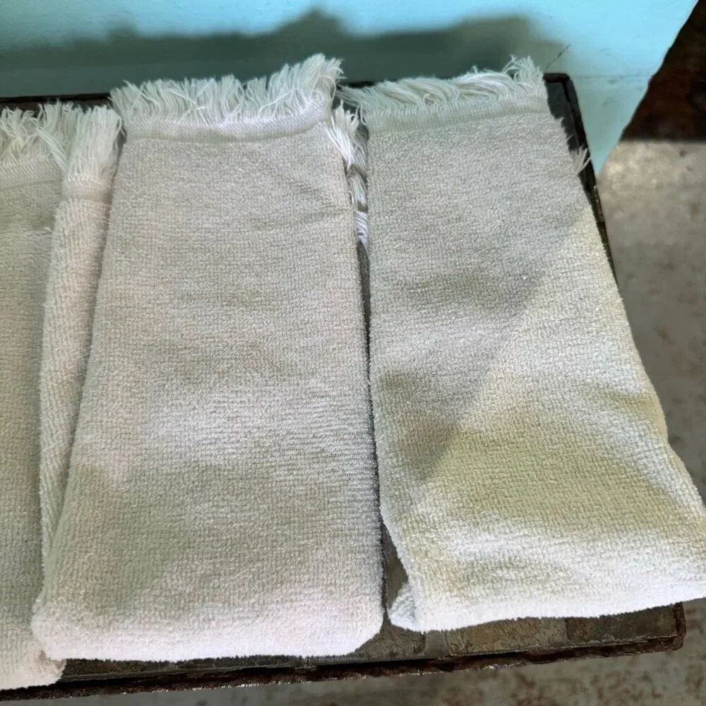 Vintage Teddy Bear Cream Hand or Dish Towels Set of 4