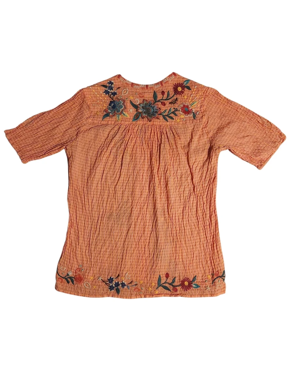 Johnny Was Embroidered Olinda Puff Sleeve Boho Blouse Floral Vine Art Top ✨