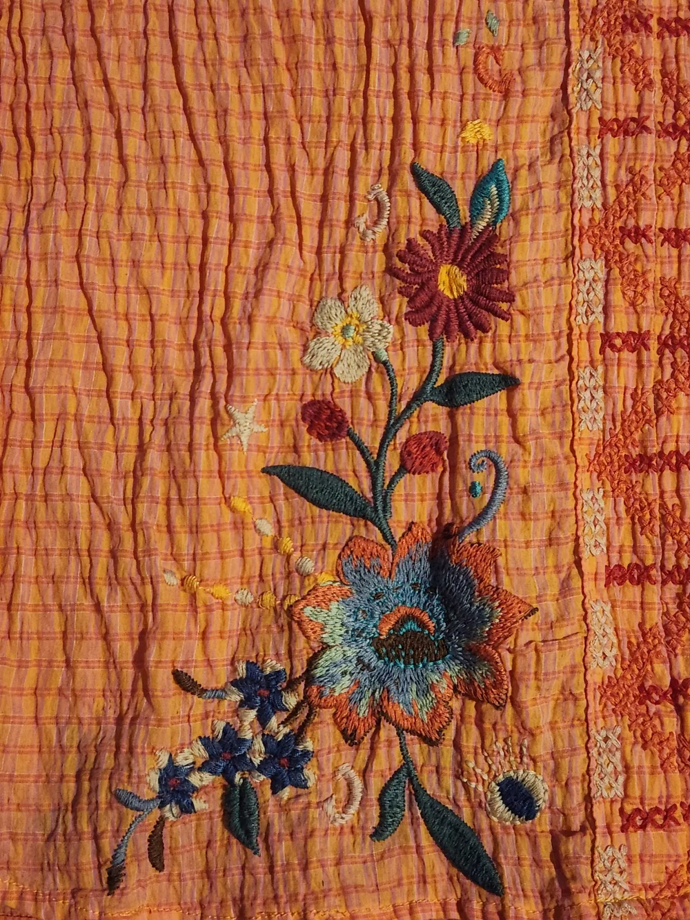Johnny Was Embroidered Olinda Puff Sleeve Boho Blouse Floral Vine Art Top ✨
