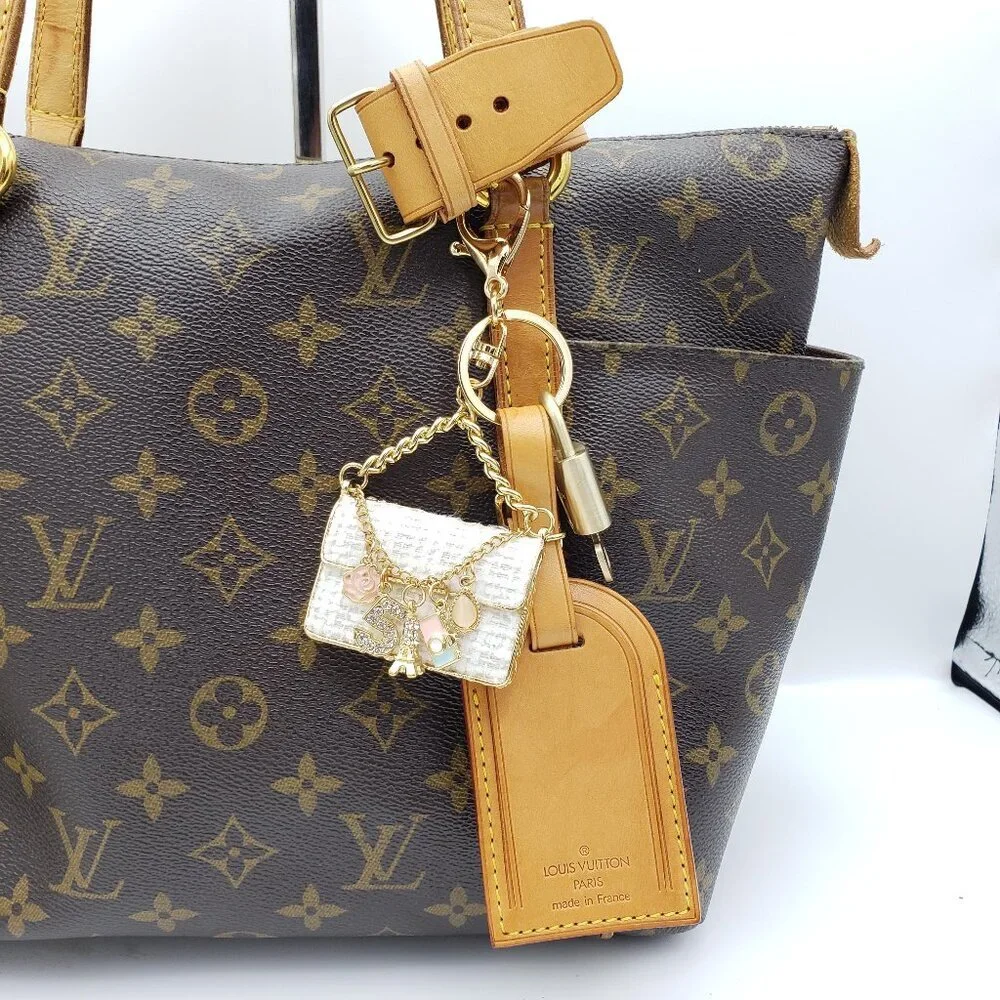 Authentic Louis Vuitton Luggage Nametag and Gold Padlock with Unbranded Keycharm