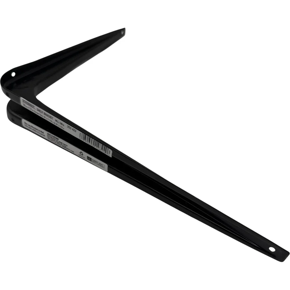 Everbilt 203 423 Shelf Bracket 10 in‎ x 12 in Black Metal 100lb Capacity New