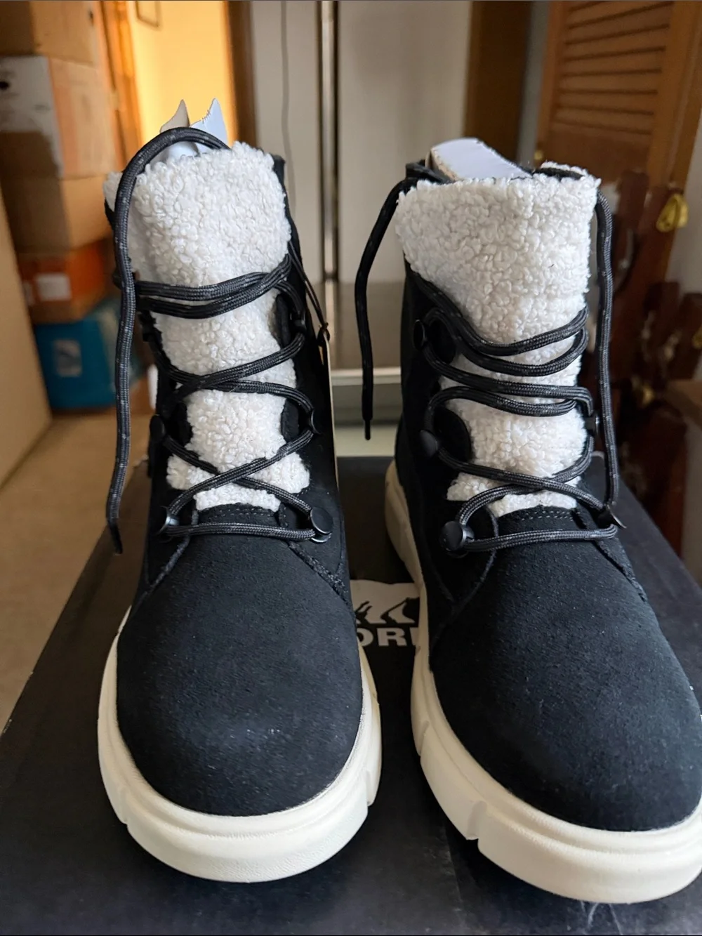 Sorel Black Suede Explorer III Joan Cozy Waterproof Boot