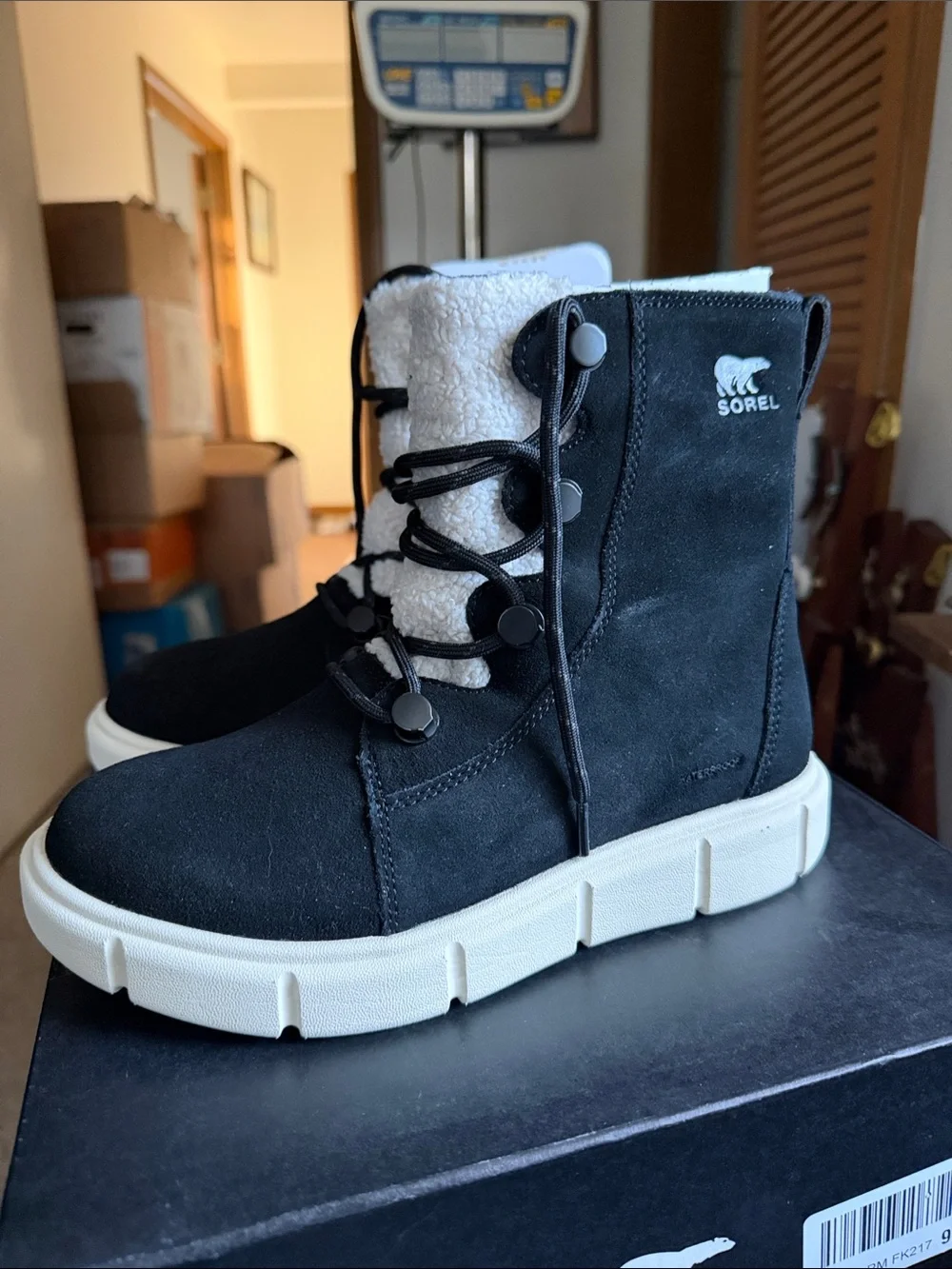 Sorel Black Suede Explorer III Joan Cozy Waterproof Boot
