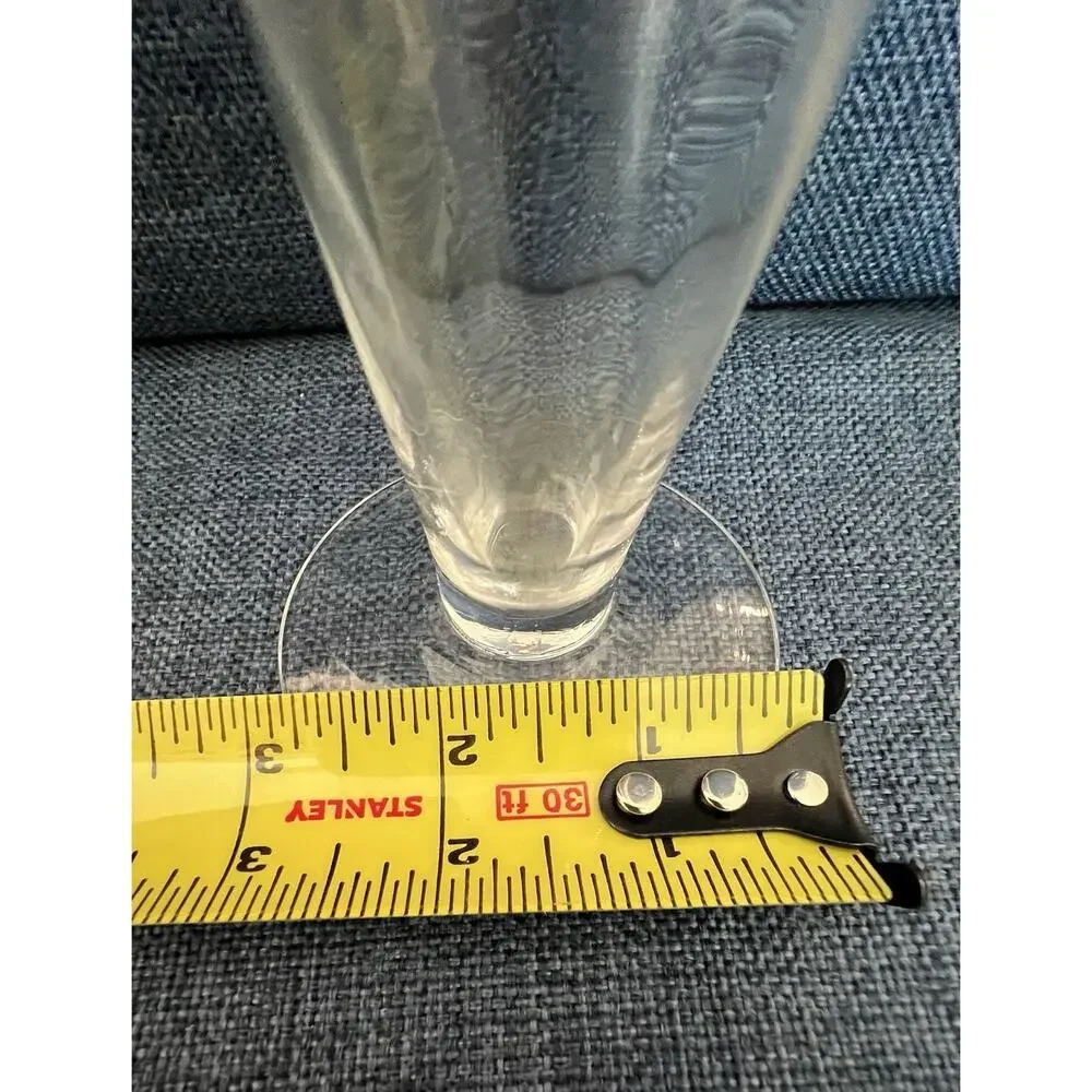 Vintage Hand Blown Crystal Bud Vase Ruffled Swirled Tall‎ Spiral Slender 12.5