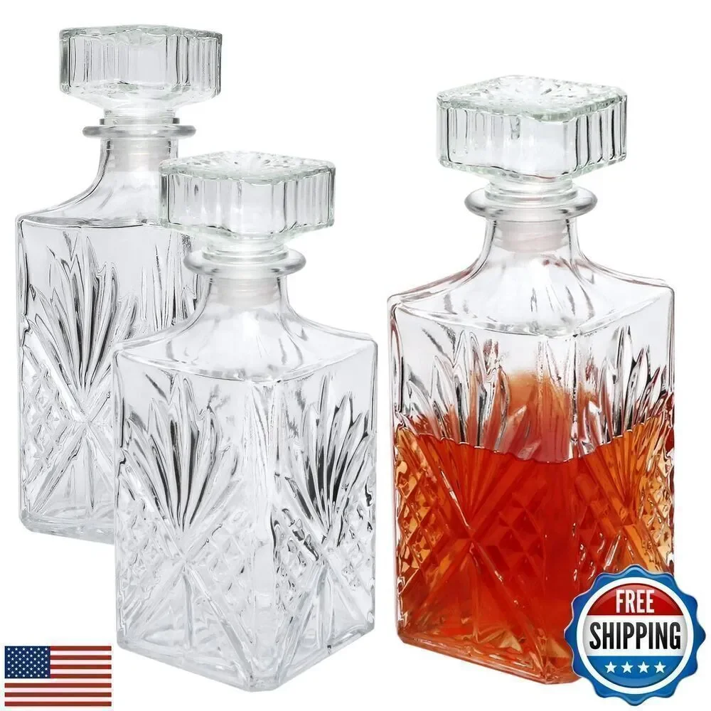 Glass Bottle 31oz Whiskey Decanter, Delicate Decanter Set