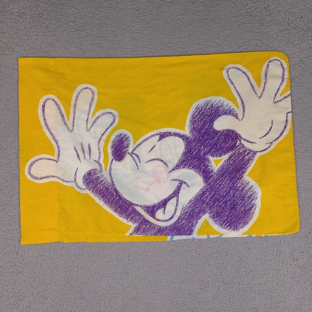 Vintage Disney Mickey‎ Mouse Pillowcase Multicolor Made In USA