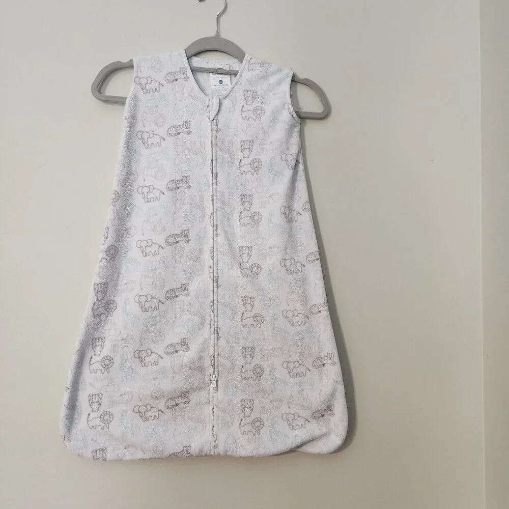 Halo  M 6-12 m sleepsack sleeping bag fleece white gray animals Elephant Leopard