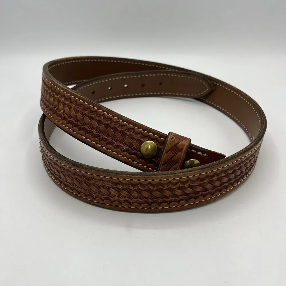 Brown Leather Faux-Braid Belt Men’s 46”