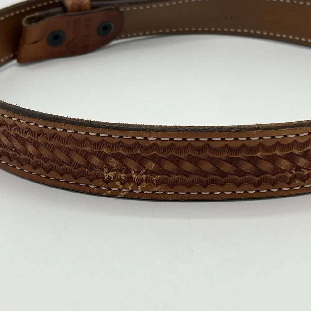 Brown Leather Faux-Braid Belt Men’s 46”