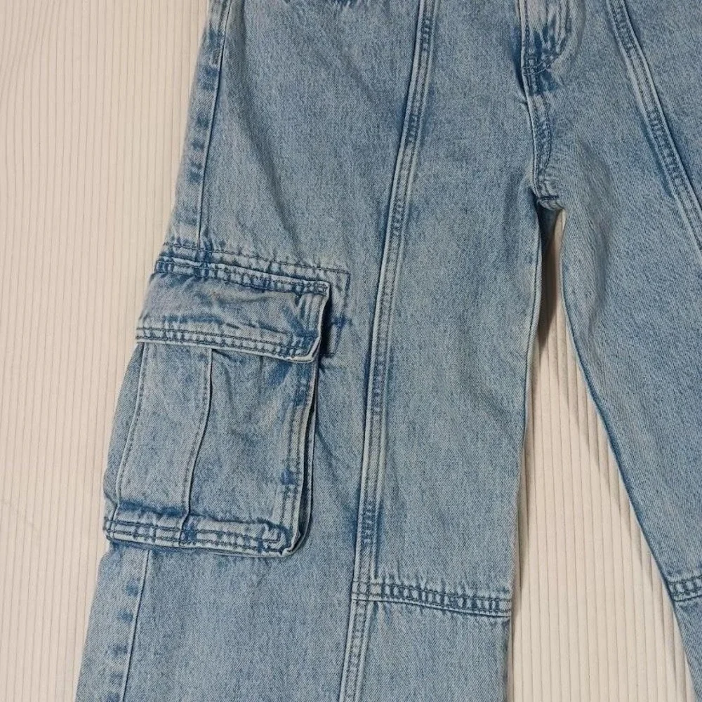 Old Navy Jeans Kids 16 Blue High‎ Rise Baggy Cargo Wide Leg Denim Pants