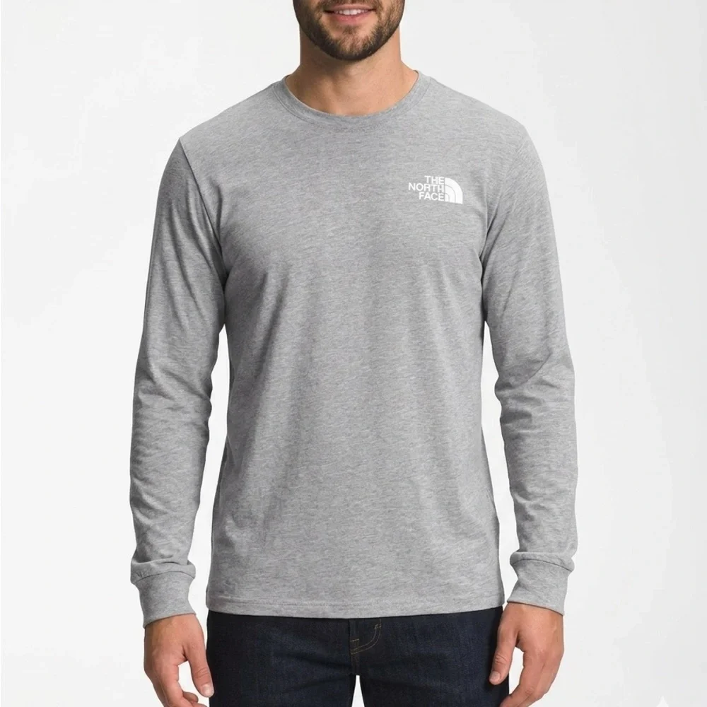The North Face Long Sleeve Logo T-Shirt Gray Graphic Tee Men’s‎ Medium