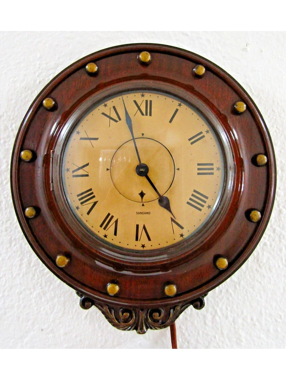 Rare Art Deco 1930s Sangamo Walnut Wall Clock