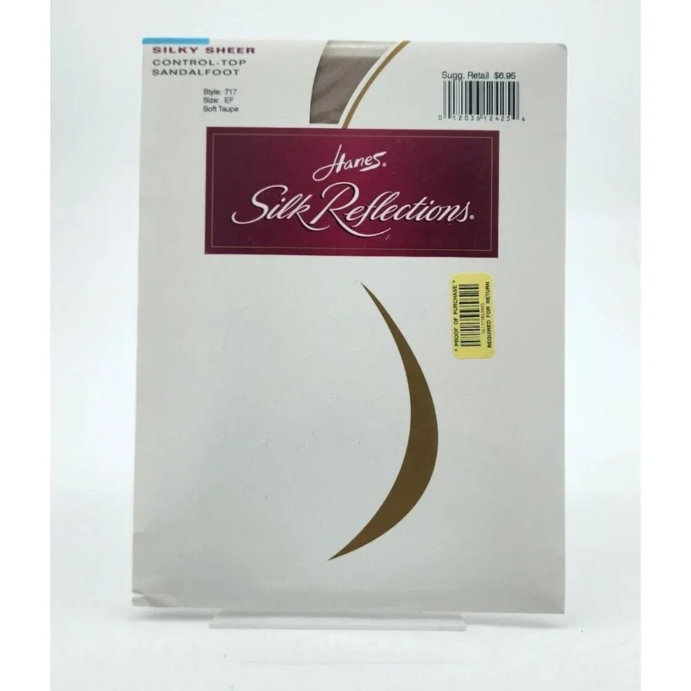Hanes‎ Silk Reflections Control Top Sandalfoot Pantyhose 717 Soft Taupe Size EF