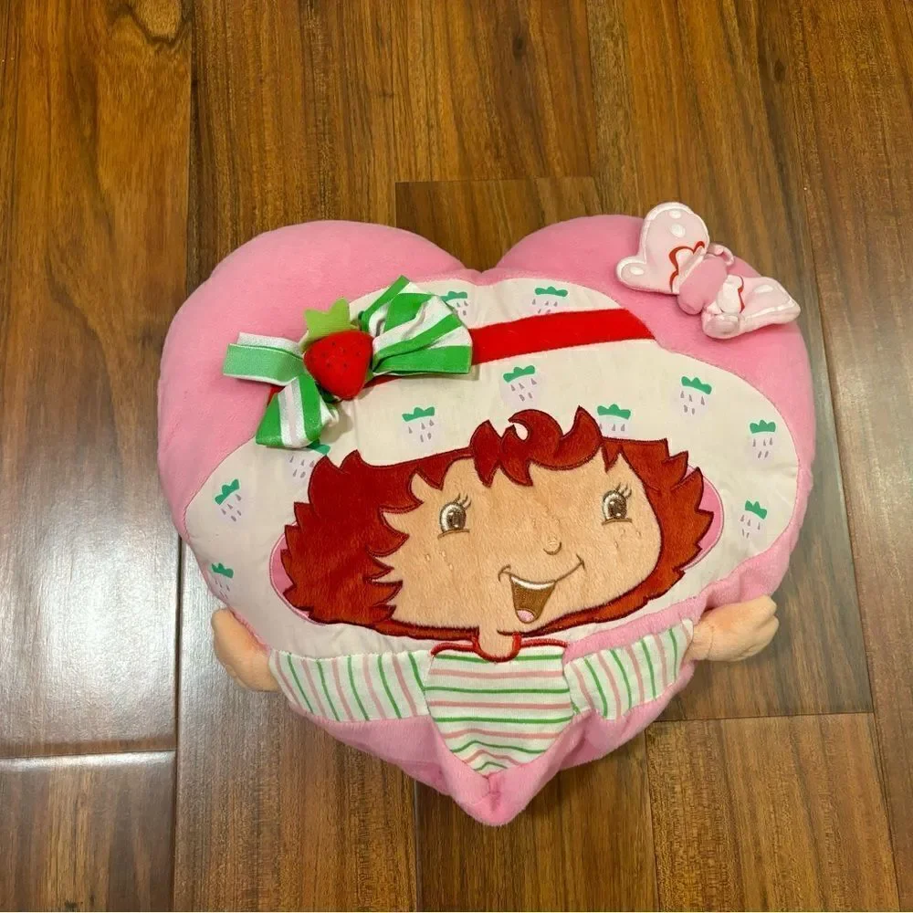 Strawberry Shortcake vintage y2k heart shaped pillow