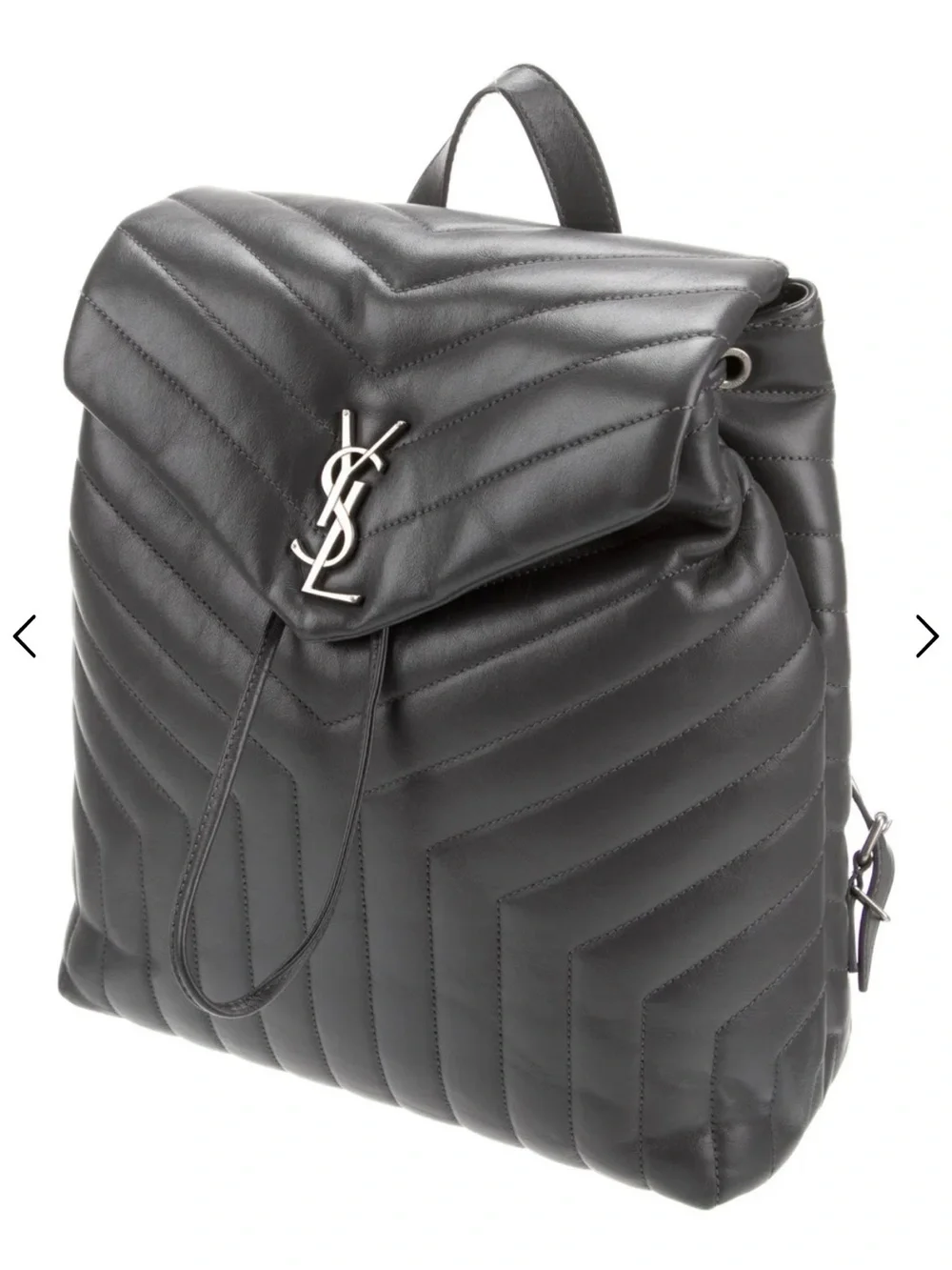 Authentic Saint Laurent Gray Medium Chevron Leather Backpack