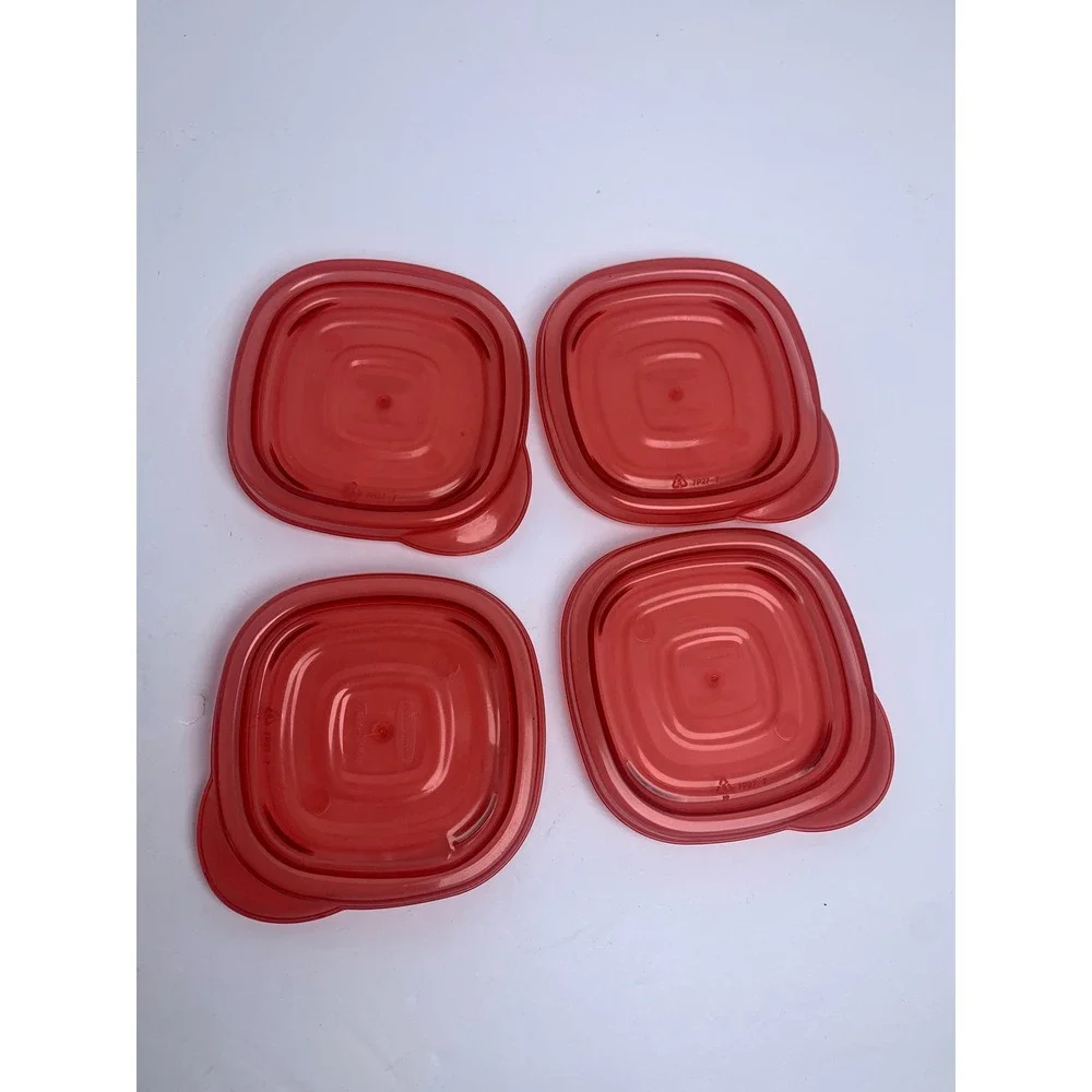 Rubbermaid TakeAlongs‎ Red Square Replacement Lids Set of 4 7P27 3.75