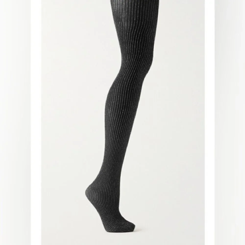 Wolford NEW Dora Metallic Ribbed 100 Denier Tights Black Size Small