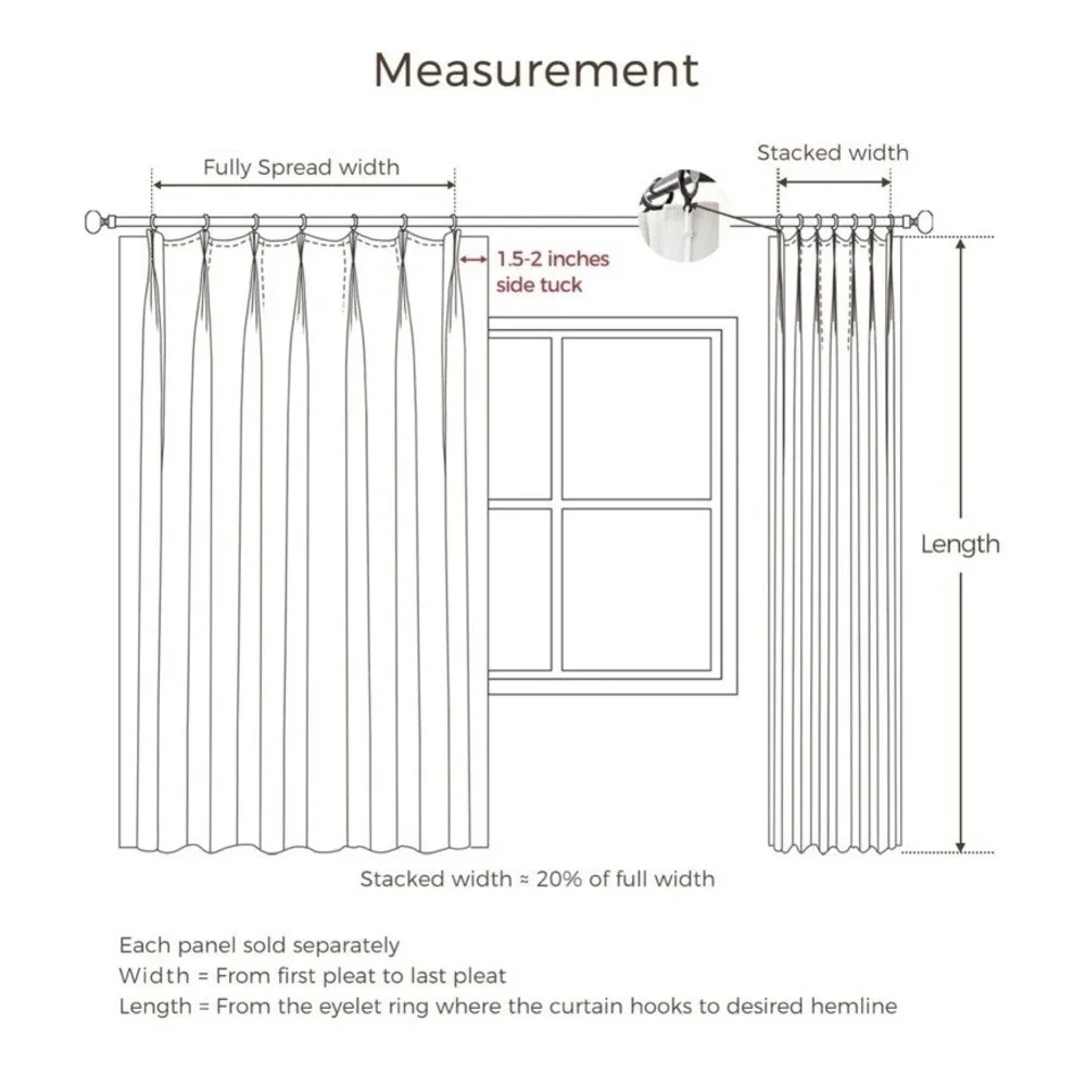 TWOPAGES Liz‎ Linen Drape Pleated Curtains (1) 40