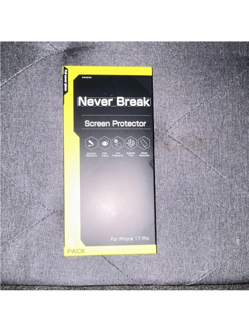 Never Break Screen Protector for iPhone 17 Pro - Black and Yellow
