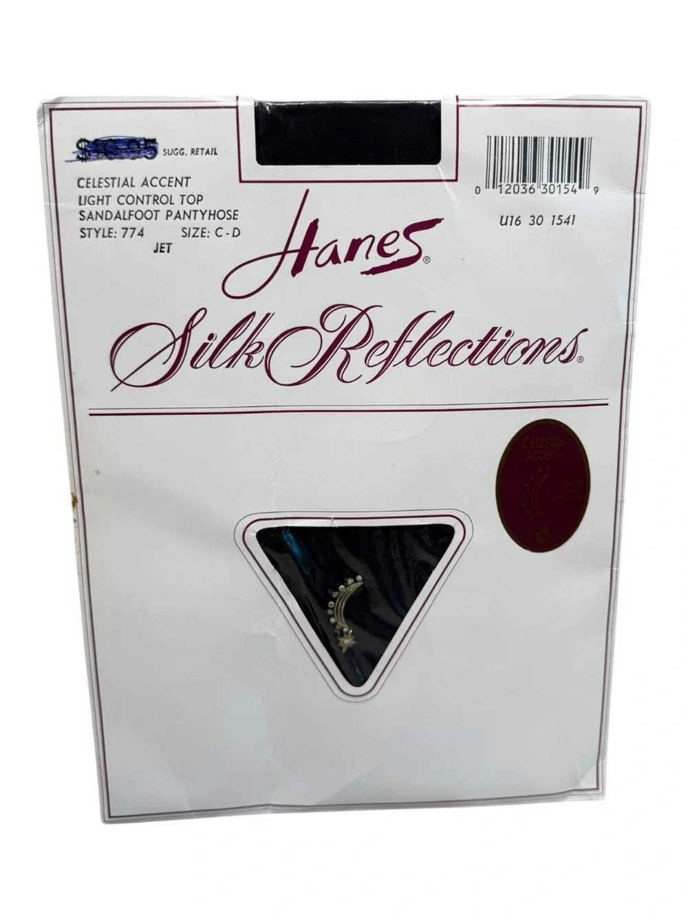 Hanes Celestial Accent Light Control Top Pantyhose Style 774 CD Jet Black