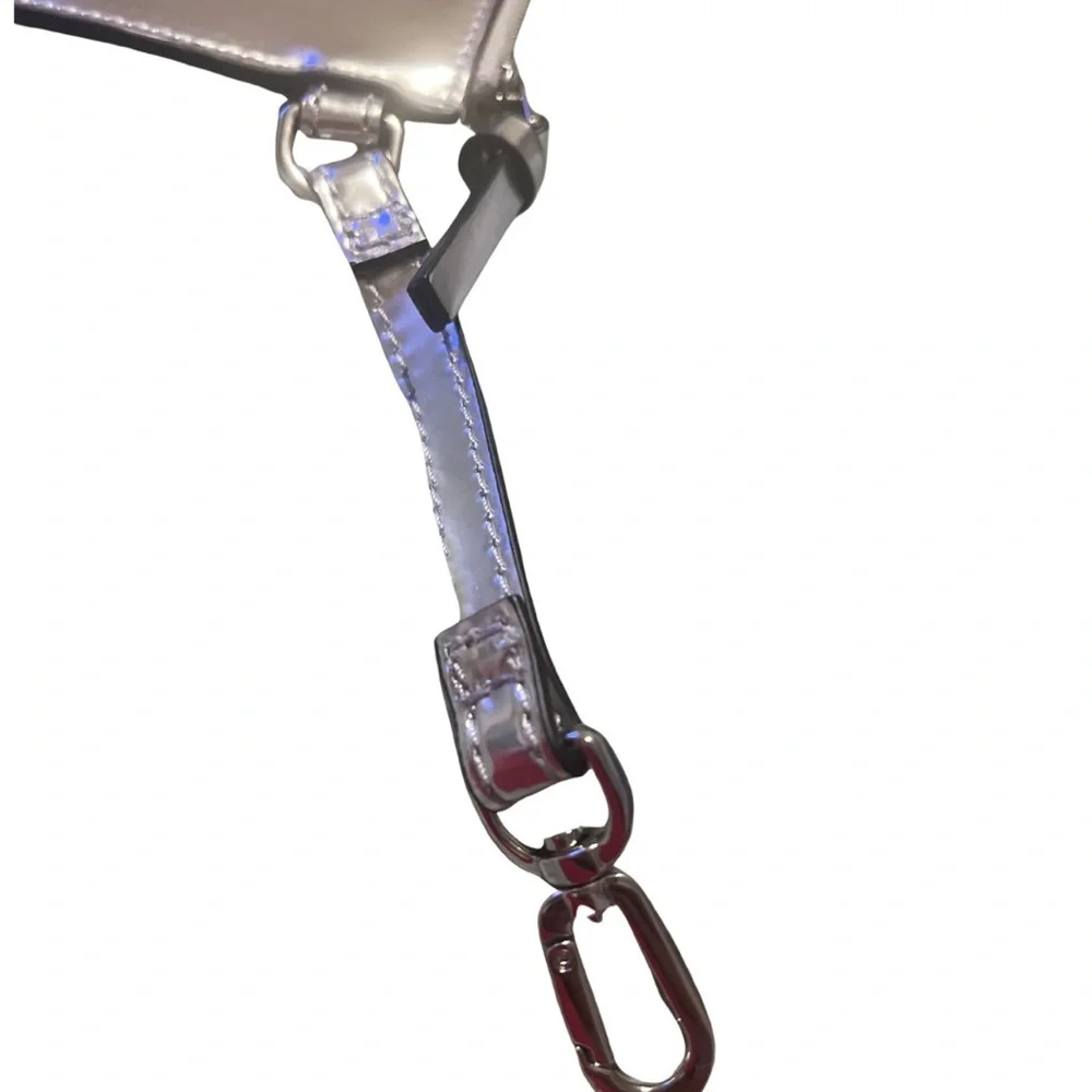 Tory Burch Metallic Silver Block-T Pouch / Wristlet