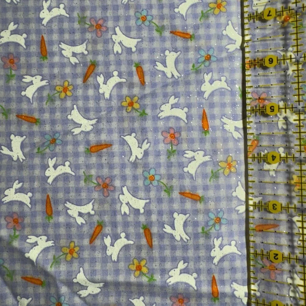Easter Bunny Check Purple Floral Carrots 53