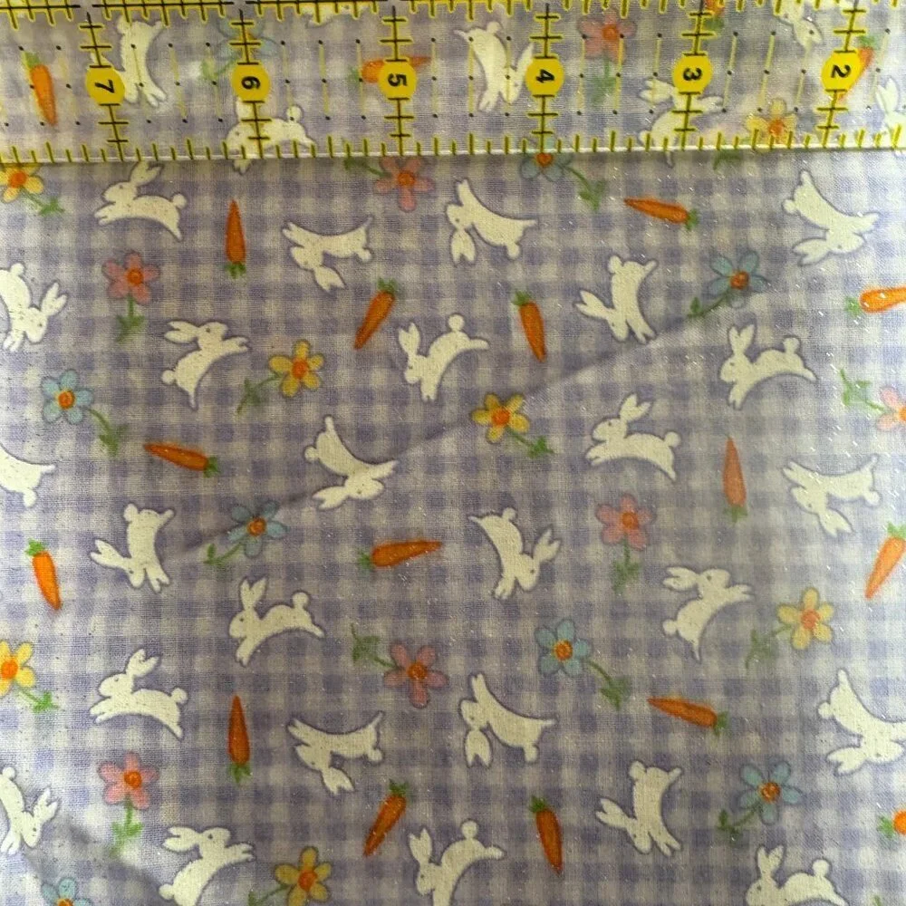 Easter Bunny Check Purple Floral Carrots 53