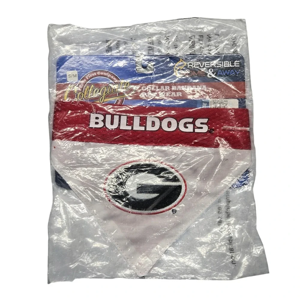 Georgia Bulldogs Collar Bandana Reversible Medium Red NCAA Football Pets‎ First