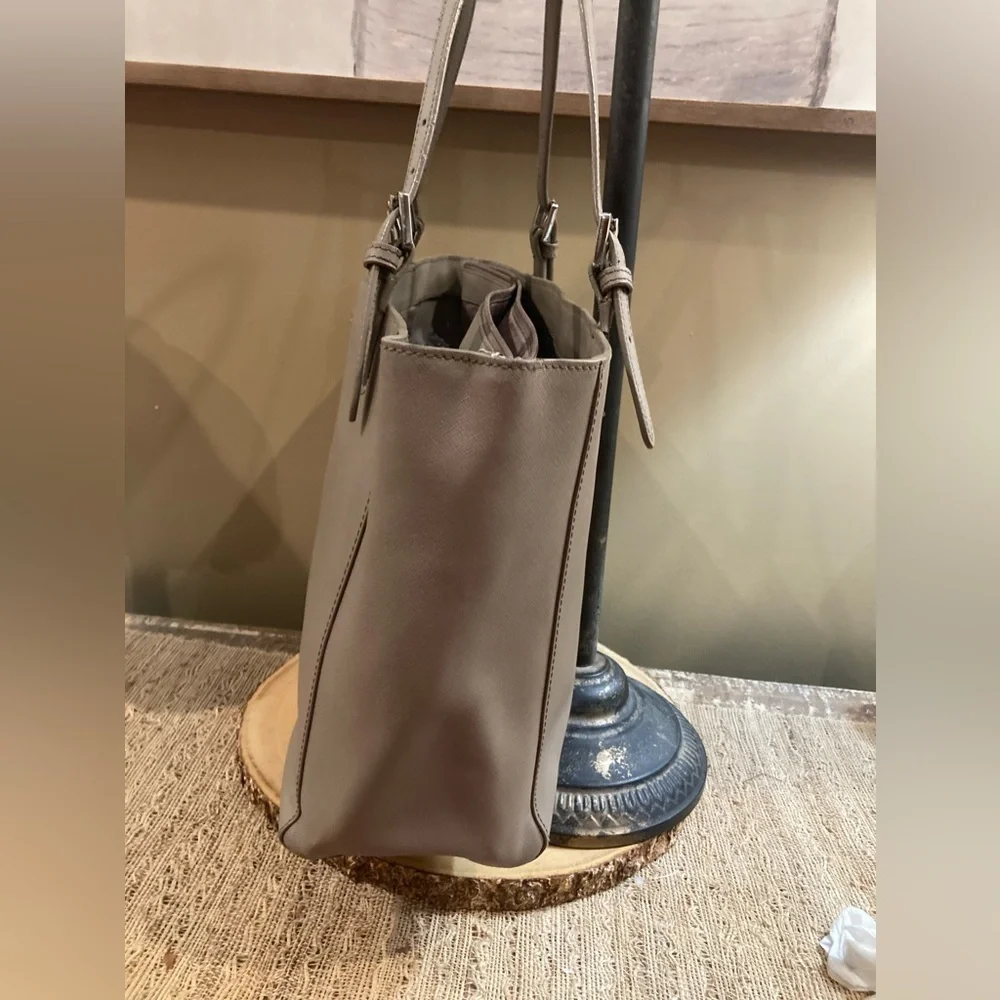 Tory Burch York Buckle Tote Taupe Grey Heron Purse Laptop‎ handbag