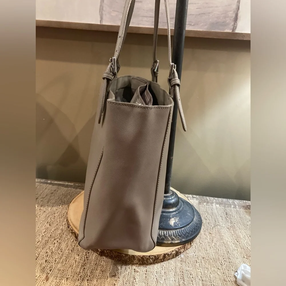 Tory Burch York Buckle Tote Taupe Grey Heron Purse Laptop‎ handbag