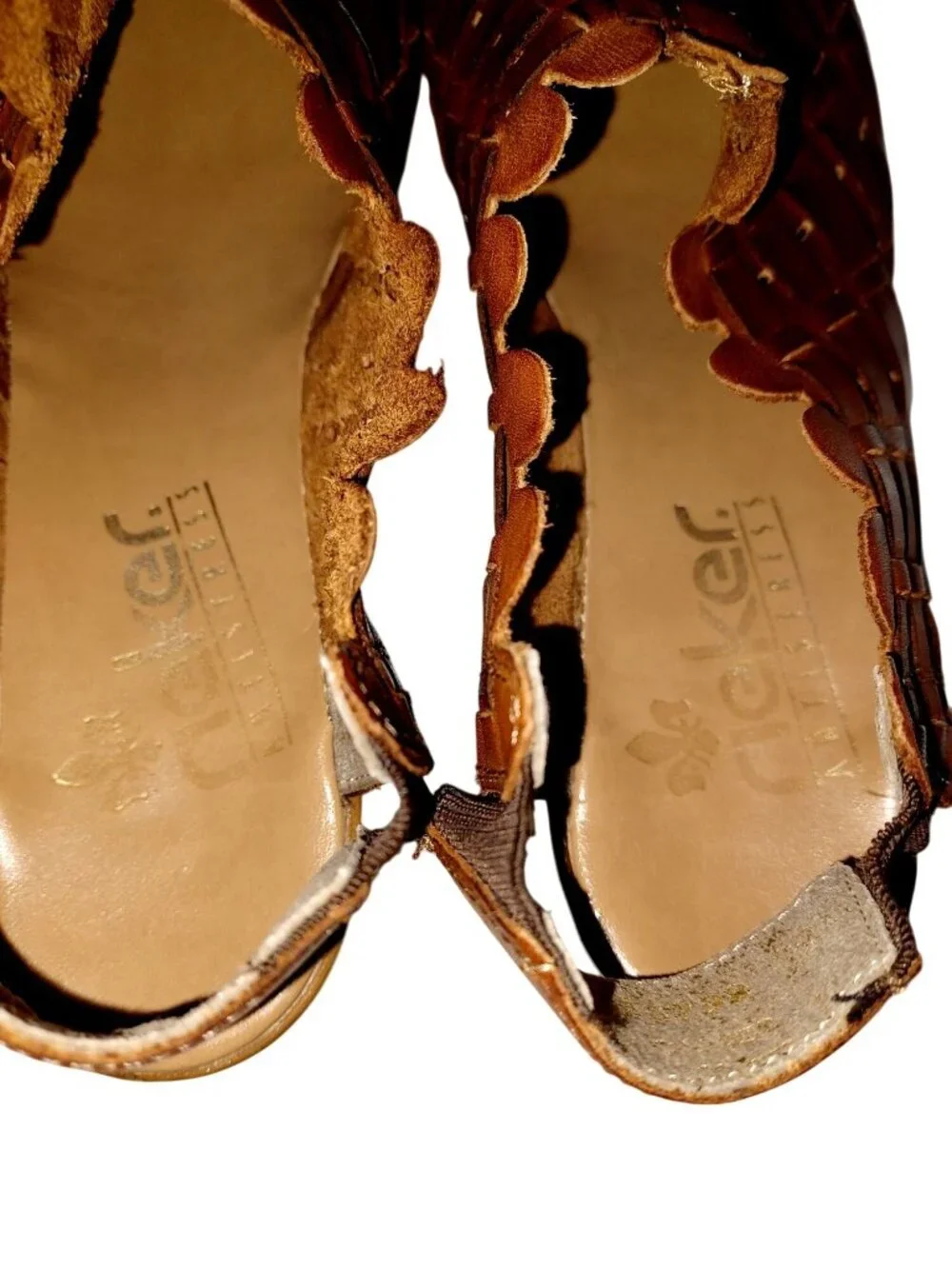 Rieker Mules Slingback Whiskey Brown Leather Woven Slip Low Heel Women Size 9