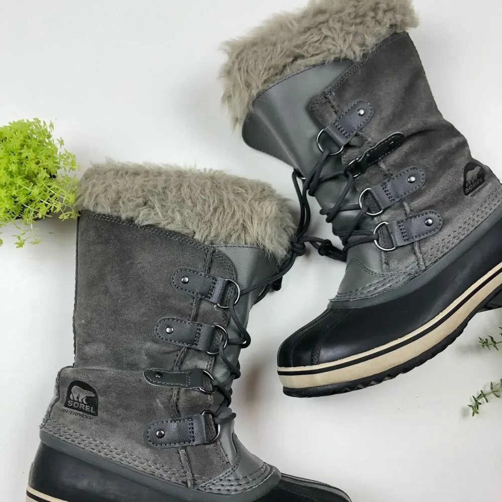 Sorel Joan of Arctic Black Gray Suede Boots