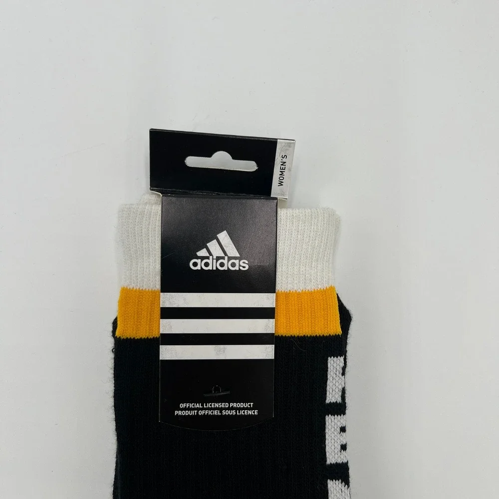 Adidas Pittsburgh Penguins Womens Crew Socks‎ Black Gold White OSFA NEW