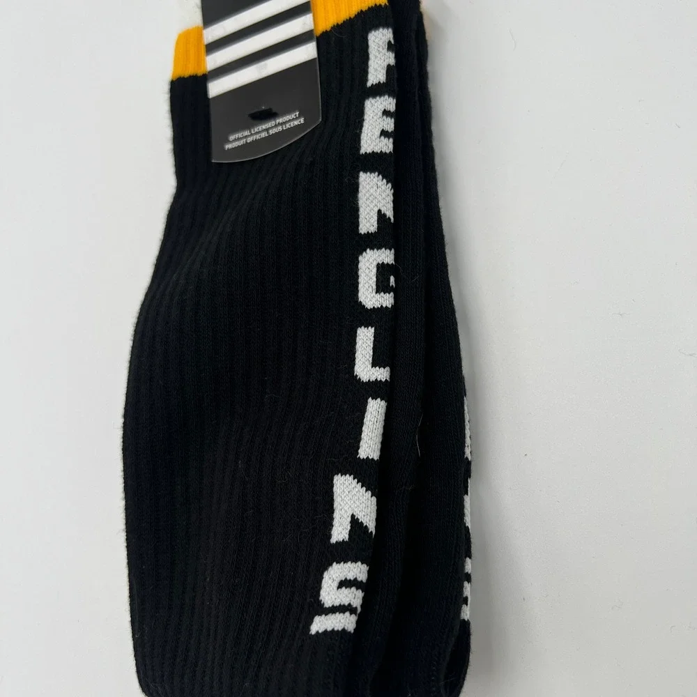 Adidas Pittsburgh Penguins Womens Crew Socks‎ Black Gold White OSFA NEW