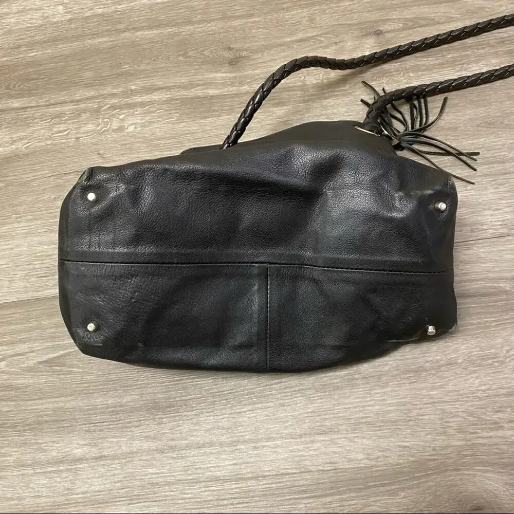 Furla Drawstring Leather Hobo Black Bag