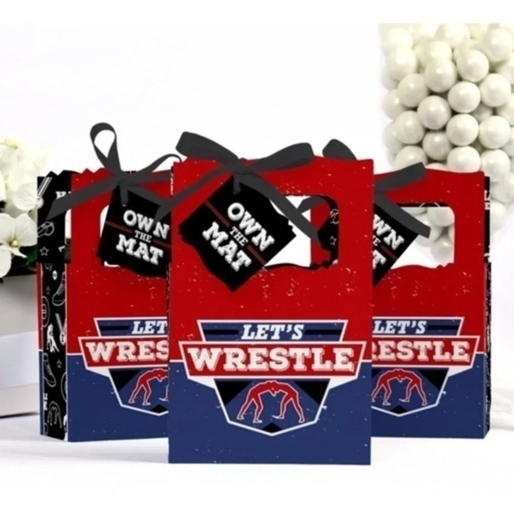 Let's Wrestle Party Favor Bags - Red and Blue