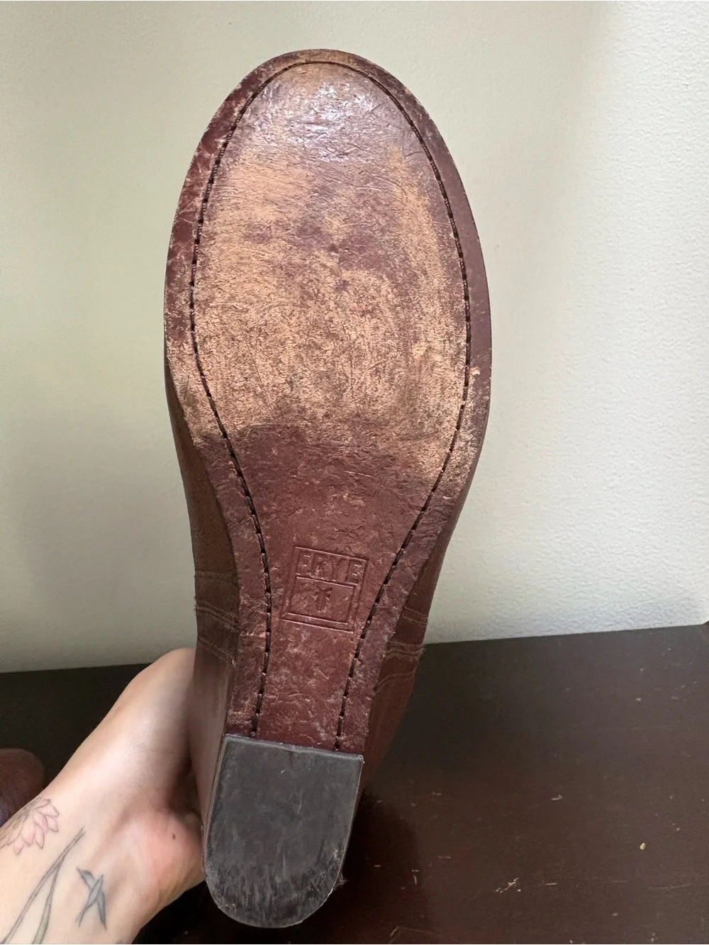 Women's Brown Leather Wedge Ankle Boots Frye Carson size 10