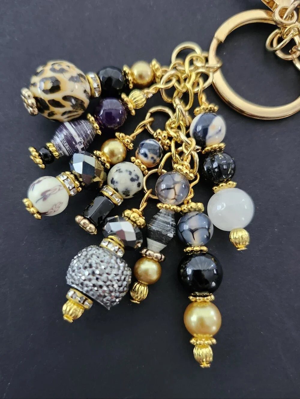 Elephant Purse Charm or Keychain Agate Paper Granite Handcrafted