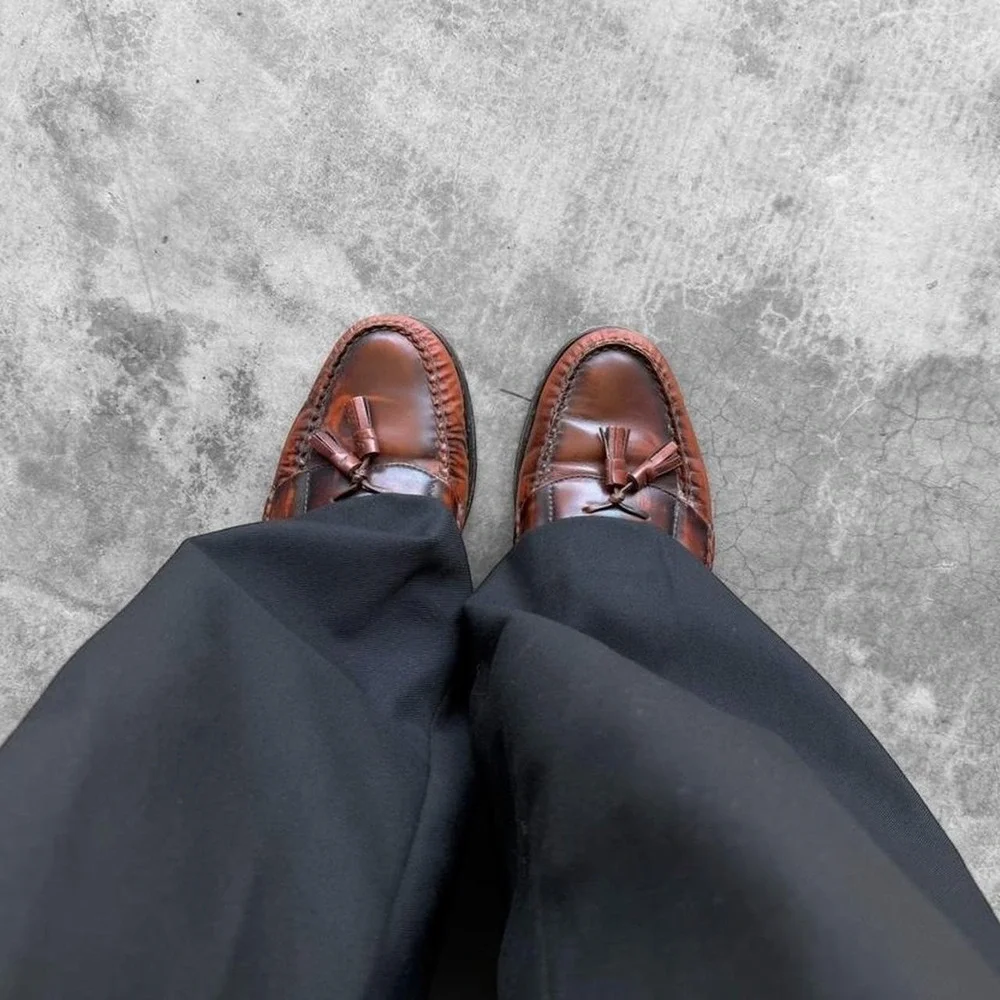 vintage 90's burnt orange leather tassel loafers shoes GH BASS & CO 9 1/2