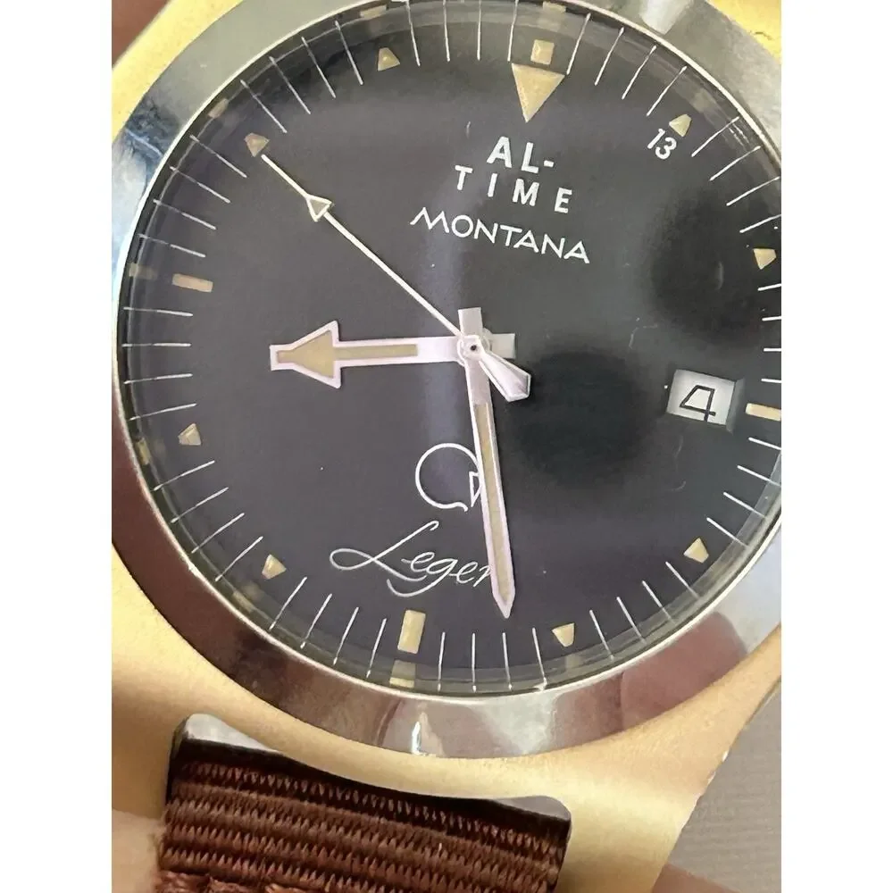 AL-Time Leger Watch 18-2 Yellow Gold Anodized Aluminum 40mm Quartz Aviation