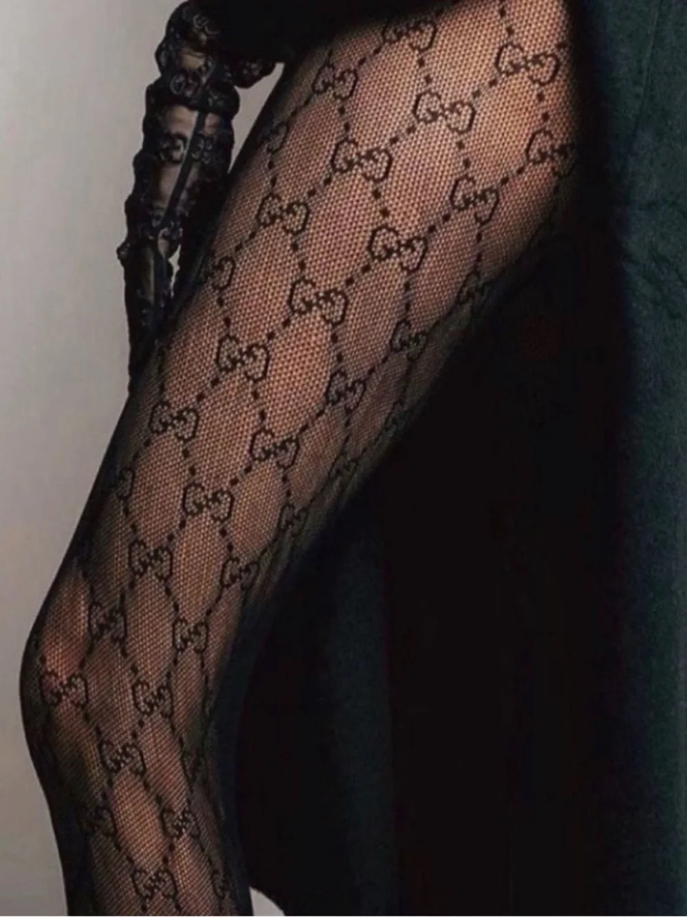 Gucci Black Sheer GG Logo Tights S