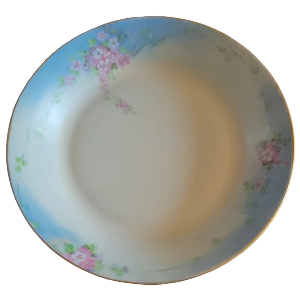 Vtg 1925-1939 Hutschenreuther Bavarian Porcelain Gold Rim Soup Salad Bowl Dish