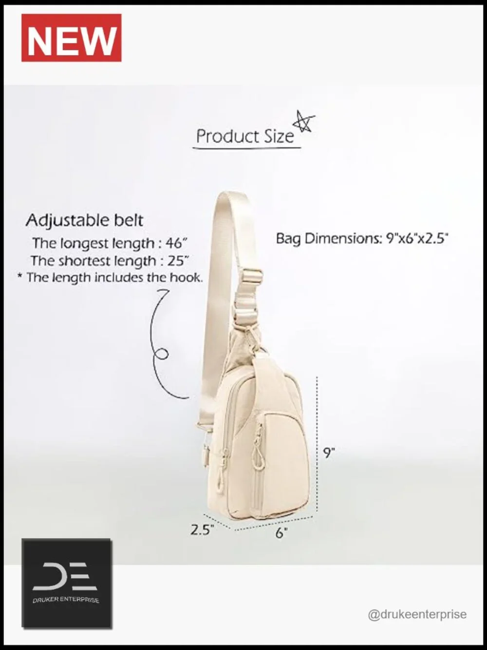 Sling Bag with Adjustable Straps Crossbody Chest Backpack Nylon Lightweight