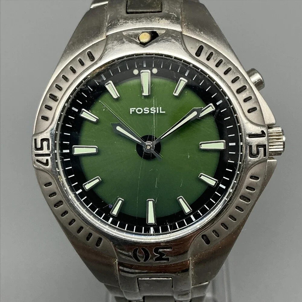 Fossil Kaleido AM-3538 Mens Watch 39mm Color Change Stainless New Battery 7.5
